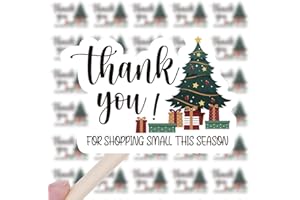 WAILOZCO 200 PCS Thank You Shopping Small This Season Stickers,Cute Small Business Envelopes Stickers for Business Packages/Handmade Goods/Bags,Christmas Theme Small Shop Business Stickers for Envelopes Seals