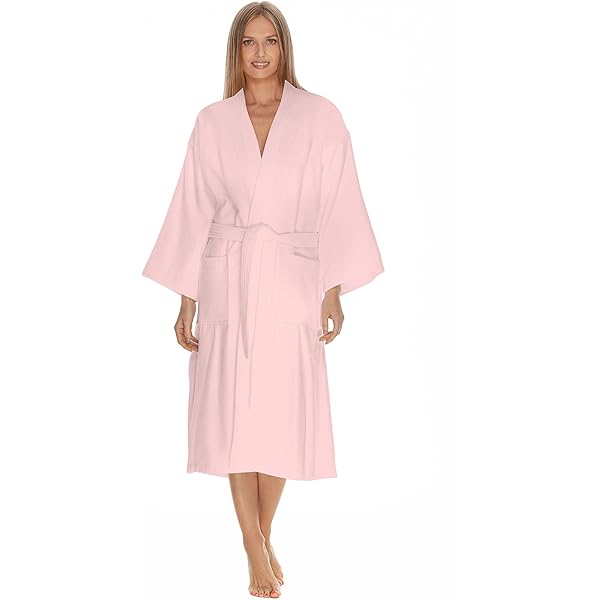 chinese dress ladies Slenderella Ladies Waffle Button Dressing Gown HC4327 Pink Small at Amazon  Women's Clothing store main image 1