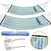 Quilted Fabric Hammock with Pillow, Spreader Bar Portable Outdoor Camping Hammock for Patio Yard Heavy Duty（450lbs Capacity
