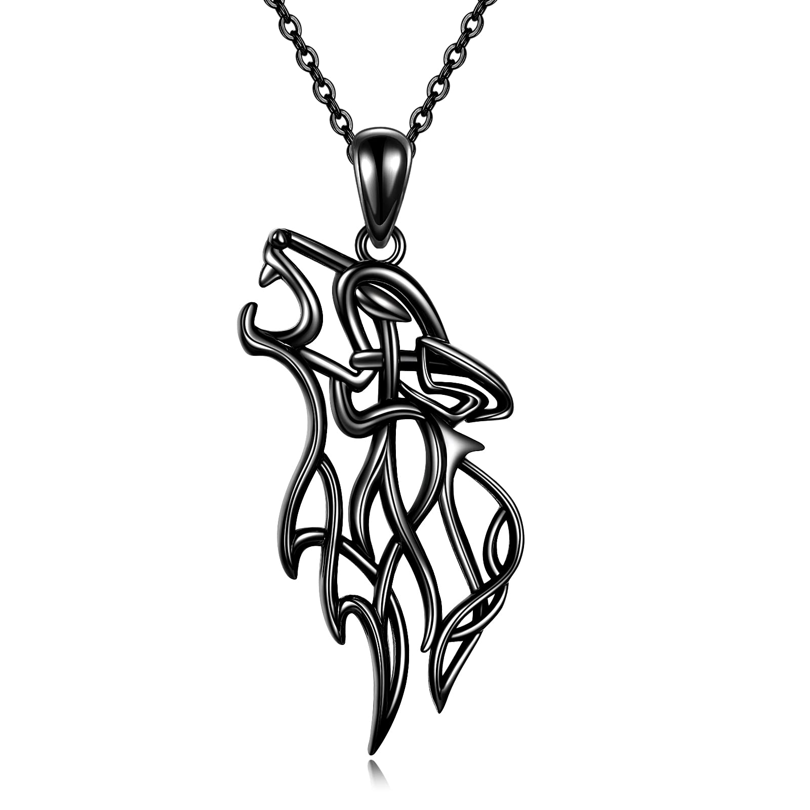 ONEFINITY Wolf Necklace 925 Sterling Silver Viking Wolf Pendant Necklace Wolf Jewellery Gifts for Men Women Boyfriend