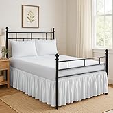 Ruffled Bed Skirt Queen Size with Split Corners & Platform, Hotel Quality Ultra-Soft Microfiber Dust Ruffle, Tailored Fit, Wrinkle Free, Up to 14” Drop, White