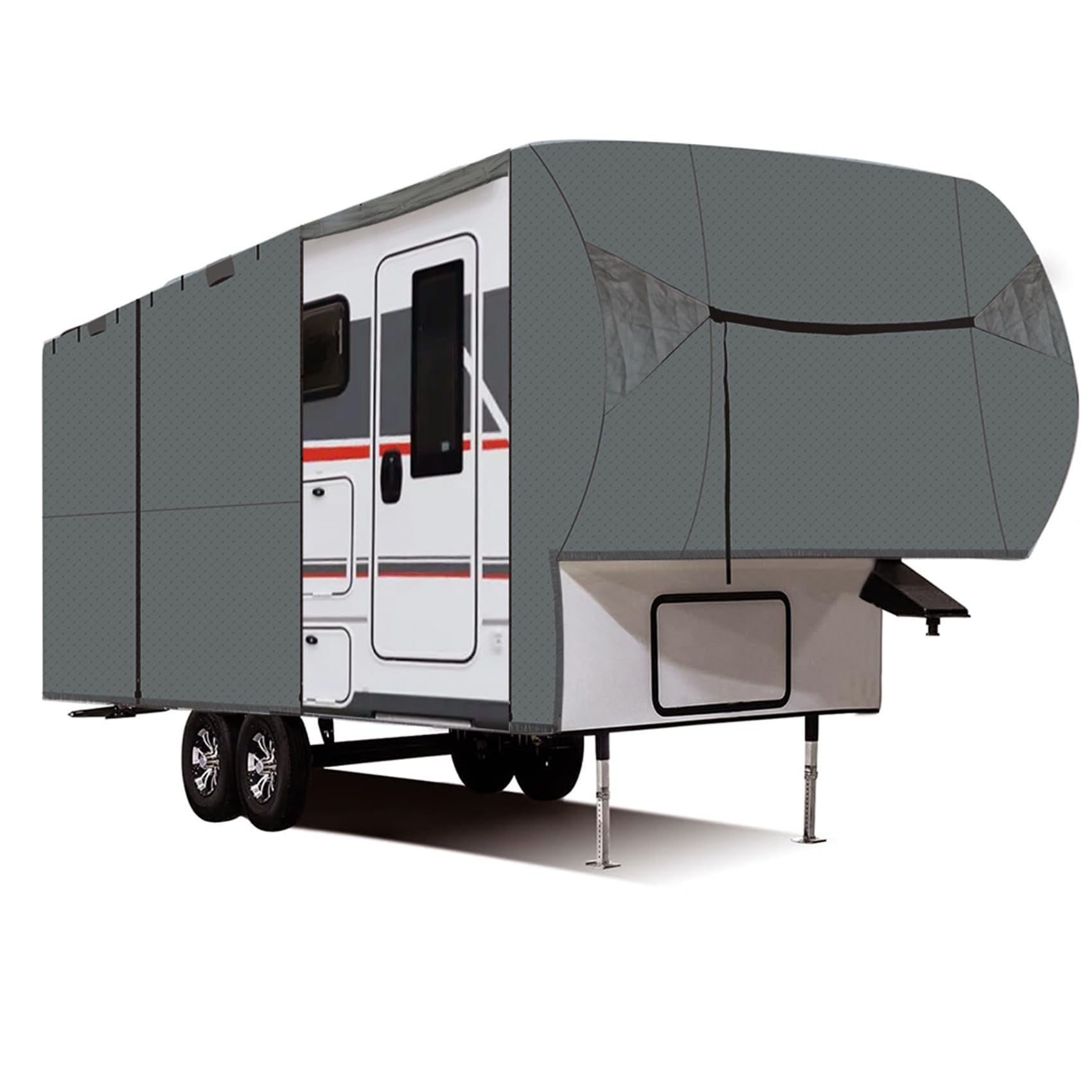 Photo 1 of labwork Travel Trailer Cover RV Cover Camper Cover Windproof 5th Wheel RV Cover Motorhome RV Outdoor Camper Cover Fits 33-37 Foot Non-Woven Fabric with Accessories