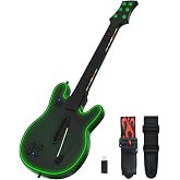 Lyvix Wireless Guitar Controller for PS4/PS3/PC RGB Light &amp; Fire Strap | Supports Guitar Hero 3/4/5, Rock Band 1/2, Clone Hero, and Fortnite Festival; includes an audio jack