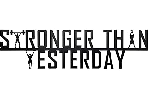 Stronger Than Yesterday Gym Motivational Wall Art - Empowering Decor for Home Gym (16 Inch), Black