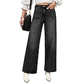 Cicy Bell Womens High Waisted Straight Leg Jeans Trendy Loose Denim Pants with Pockets