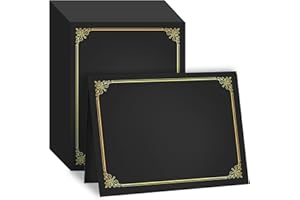 GNL 50 Packs Black Certificate Holders - Diploma Holders, Certificate Covers with Gold Foil Border, for Letter Size 8.5 x 11 Award Certificate Paper and Documents