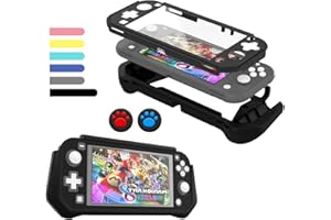 FIWWAT Switch Lite Case Protective Case for Nintendo Switch Lite, Compatible with Nintendo Lite Screen Protector Cover Hand Grip Cover with Detachable TPU+Built-in PC Screen, Black