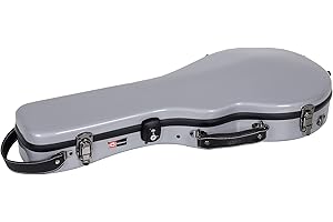 Crossrock Fiberglass Mandolin Case – Contoured for F-Style (Fits Gibson F5) | Silver Gloss, Forest Green Velvet, TSA Lock, Accessory Compartment, Backpack Straps – Sleek Pro Travel Case