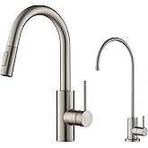 KRAUS Oletto Pull-Down Kitchen Faucet and Purita Water Filter Faucet Combo in Spot Free Stainless Steel, KPF-2620-FF-100SFS