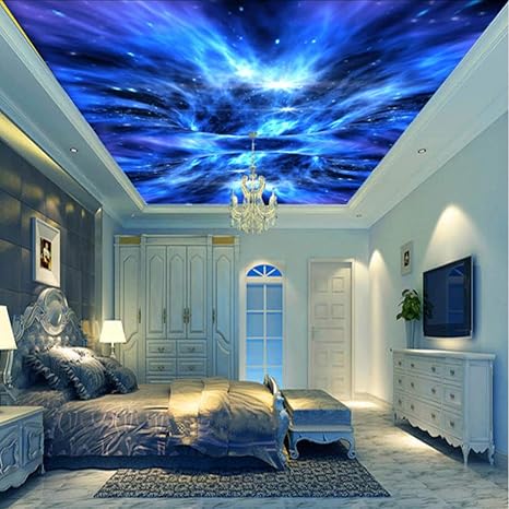 Amazon Com Hwhz Custom Size 3d Blue Aurora Universe Galaxy