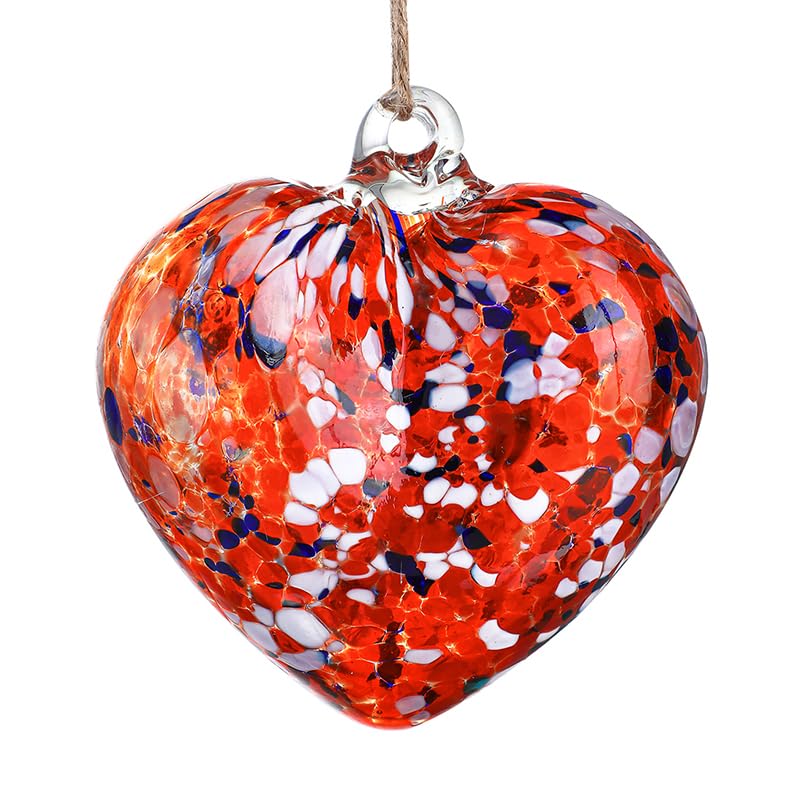 View 1 of *MINOR DAMAGE - USED*
Hand Blown Glass Gazing Balls for Garden Love Heart Hanging 3.8" Friendship Balls Christmas Ball Ornaments for Xmas Tree Decoration (Red - A)