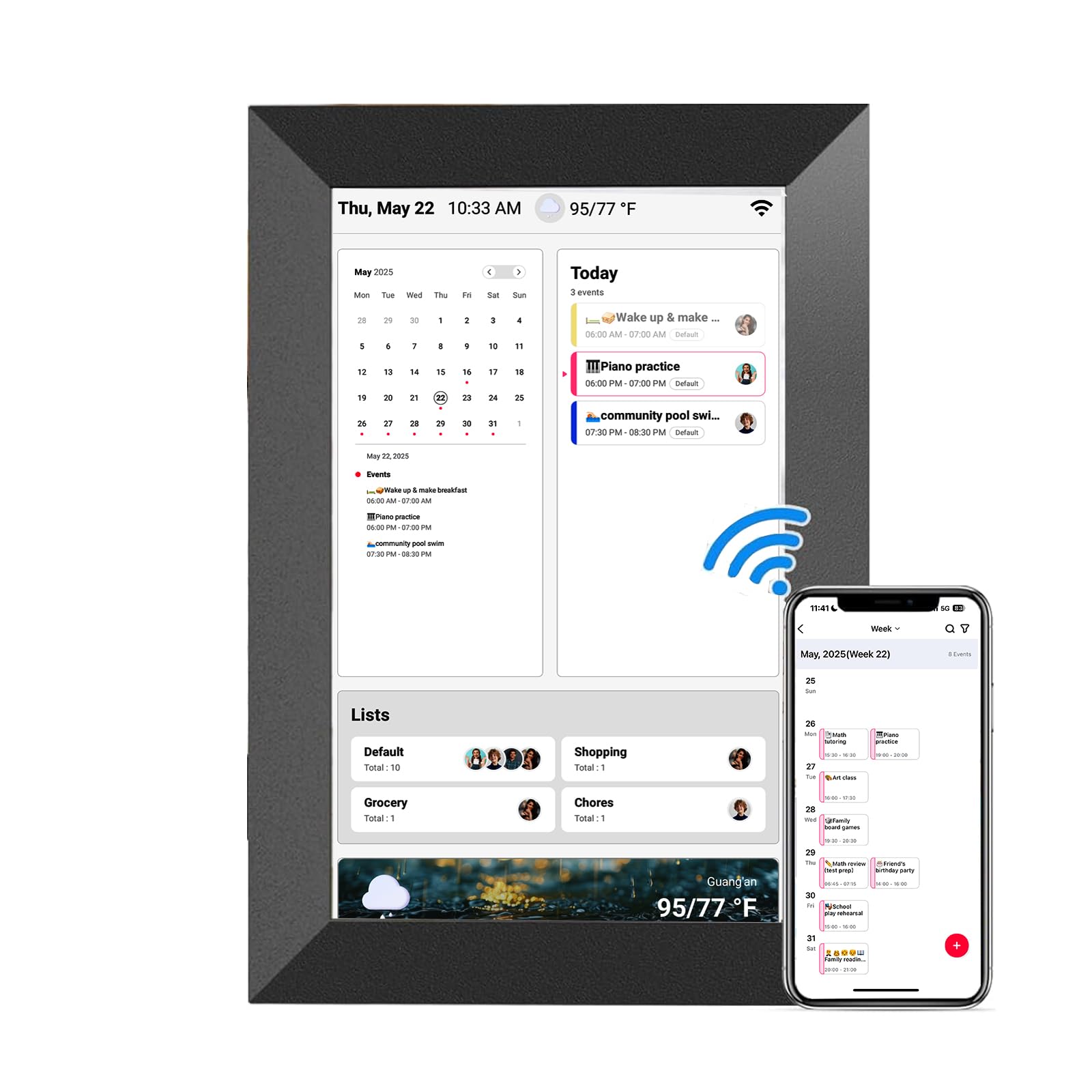 Photo 1 of 12.4 Inch Digital Calendar, IPS HD Touchscreen Smart Planner with Wall & Desk Moun, Auto-Rotate, Share Schedules Organization Instantly from app