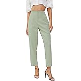 JEAAMKSSER Women's High Waisted Business Trousers Straight Leg Pleated Office Slacks Pants