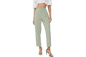 JEAAMKSSER Women's High Waisted Business Trousers Straight Leg Pleated Office Slacks Pants