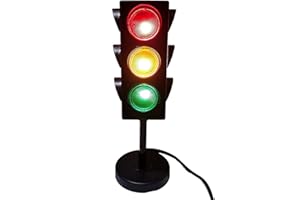 Kicko 11-Inch Traffic Lights Lamp with Base - 4-Mode Color Changing Stop Light Lamp for Kids’ Bedroom, Party Decoration or Playroom - Battery or USB Powered Mini Lighting - Ideal Traffic Light Decor