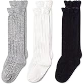 EPEIUS Baby Knee High Socks - Baby Girls Seamless Tube Ruffled Stockings Cotton Long Socks Over the Knee Sox 0-6 Years