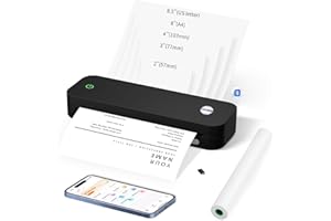 YUEBBB Portable Printers Wireless for Travel, Portable Printer, Inkless Printer, Support A4&A5 & 8.5 x 11inch Thermal Paper for Office, Travel, Home, School, Support iOS, Android, Windows (Black)