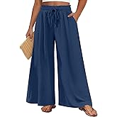 syoss Plus Size Wide Leg Pants for Women Summer Long Palazzo Pants Flowy Trousers with Pockets
