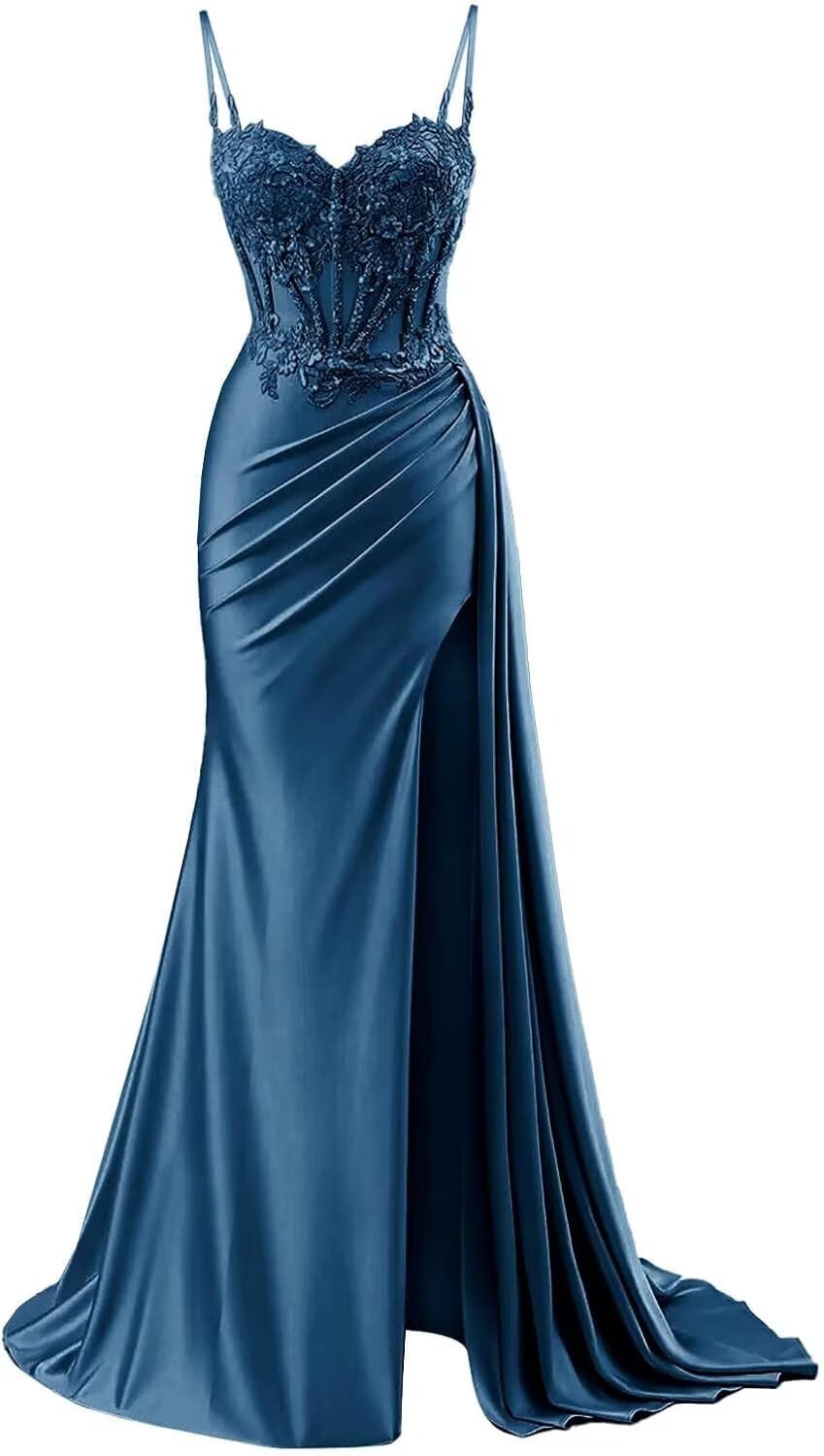 INEWER Lace Appliques Corset Prom Ball Dress Gown