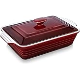 LOVECASA Nonstick Casserole Dish with Lid, 4.5 Quart Lasagna Pan Deep, 9x13 Ceramic Baking Dish for Dinner, Banquet, and Part