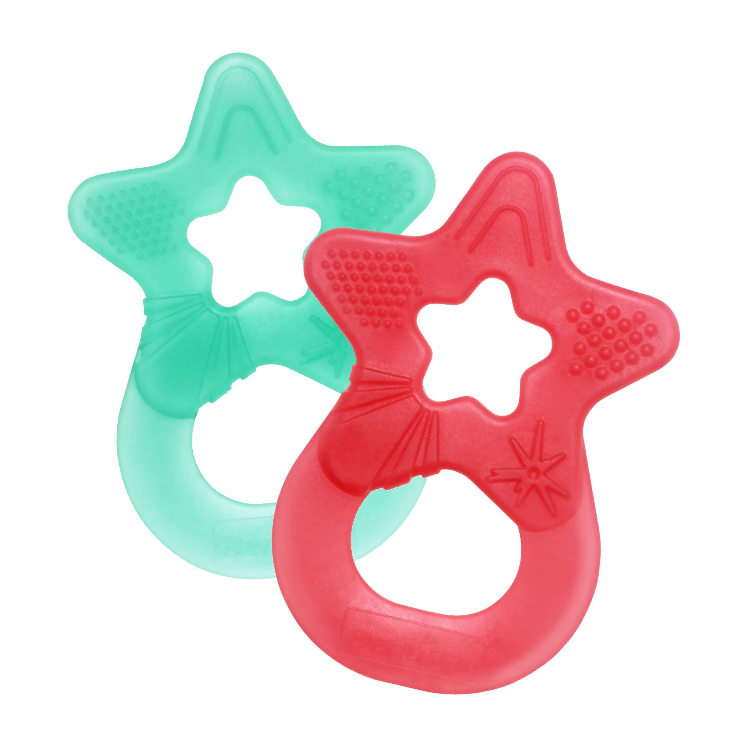 dentistar Star Teether Pack of 2, Teething Baby Toy for Infants Aged 3+ Months, Soft Silicone Baby Teething Ring for Tooth and Gum Pain Relief, Made in Germany - Turquoise & Orange — image 1