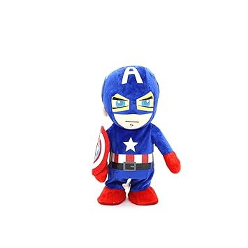 Evalue Captain America Kids Super Heroes Soft Plush Toys Singing and Walking Toy for Children (11 inches)