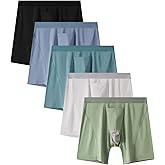 Whaninti Men's 5-Pack Boxer Briefs Underwear with Fly No Riding Up Soft Breathable Cotton Pouch Boxers