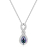 FANCIME Infinity Embrace Birthstone Necklaces for Women Fine Jewelry Sterling Silver Dainty Infinity Pendant Anniversary Birthday Mothers Day Gifts for Her Wife Women Mom Daughter