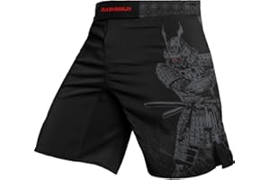RASHNINJA Samurai Fight Shorts Men's BJJ MMA Grappling Combat Training Jiu Jitsu Shorts 4-Way Stretch Construction