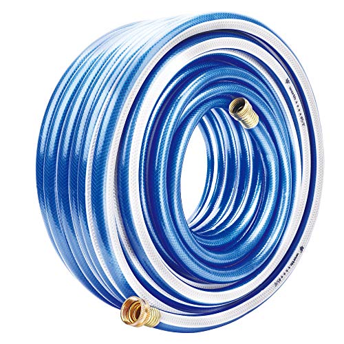 Homes Garden 100 ft. Garden Hose 5/8 inch Blue Water Hose Commercial Brass Coupling Fittings for Household, Industrial 8 Years Warranty #G-H154A02