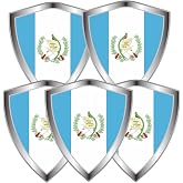 Guatemala Flag Decal Sticker - Guatemalan Flags Shield Shape Reflective Vinyl Car Stickers - for Car Window Bumper Laptop Waterproof Sticker (5Pcs)