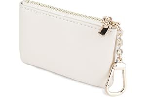 Veki Coin Purse Change Mini Purse Wallet With Key Chain Ring Zipper for Men Women Fashionable Bag Key Chain Pendant Leather Classic Clutch Purse (Solid color-White)