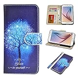 S6 Case, UrSpeedtekLive Galaxy S6 Wallet Case, Premium PU Leather Wristlet Flip Case Cover with Card Slots & Stand for Samsung Galaxy S6, Believe in Yourself
