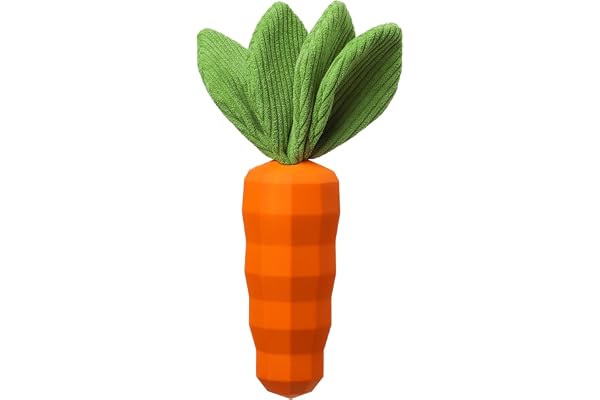 MewaJump Dog Squeaky Chew Toys for Aggressive Chewers, Rubber Carrot Dog Toys for Training and Cleaning, Durable Interactive