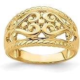 14K Yellow Gold CUT OUT HEART DESIGN CIGAR Band Ring