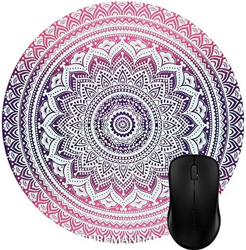 Luckcac Round Mouse Pad Customized Design, Pink Purple Ombre Mandala Art