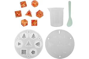 BIISAA DND Dice Mold for 7 Polyhedral Sharp Edge Dice Set - Reusable Silicone Dice Making Mould with Resin Casting Tools - Custom Your Dice Molds for Dungeons and Dragons, Tabletop RPG, Board Game