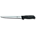 Victorinox Cutlery 8-Inch Straight Fillet Fishing Knife, Flexible Black Fibrox Handle, 8",6" (47613)