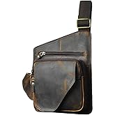 Le'aokuu Mens Fashion Casual Tea Designer Travel Hiking Crossbody Chest Sling Bag Rig One Shoulder Strap 214