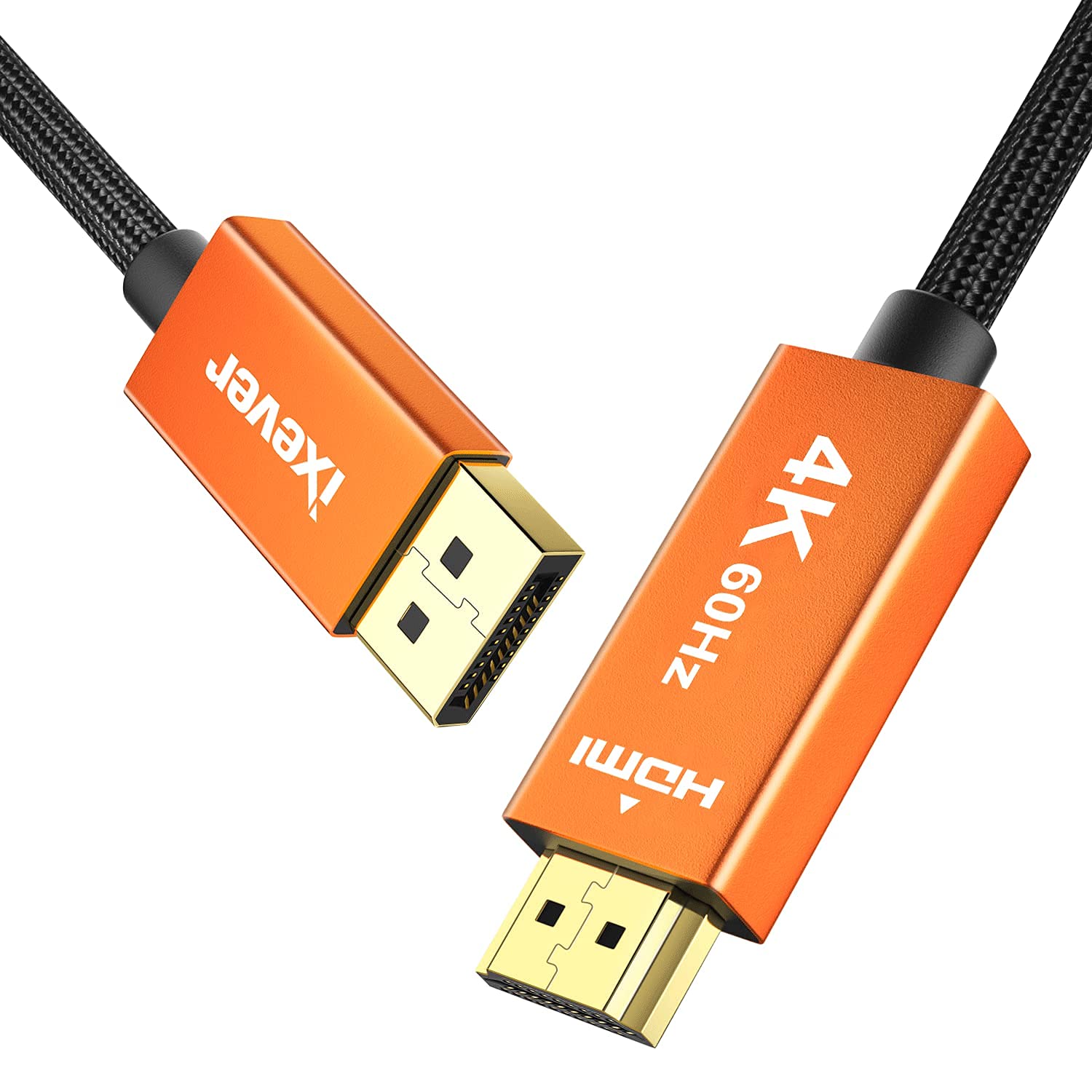 IXEVER 4K DisplayPort to HDMI Cable 2M, Display Port to HDMI (Uni-Directional) Male to Male 4K@60Hz Video Cable Adapter for HDTV, Monitor, Projector