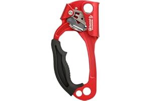 Aomiun Climbing Hand Ascender Mountaineering Rock Climbing Tree Arborist Strong Rappelling Gear Equipment Rope Clamp with Ergonomic Rubber Handle, Aluminum Alloy Climbing Ascender for 10~13MM Rope