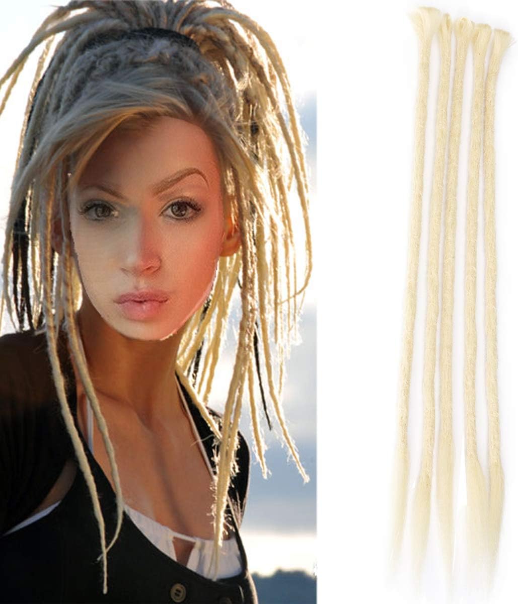 Focussexy 20 Inch Dreadlocks Extensions Synthetic Dreads Reggae Hair Hip-Hop Style Handmade Locs Crochet Braiding Hair for Women/Men (Pack of 5 Strands,Dark black)
