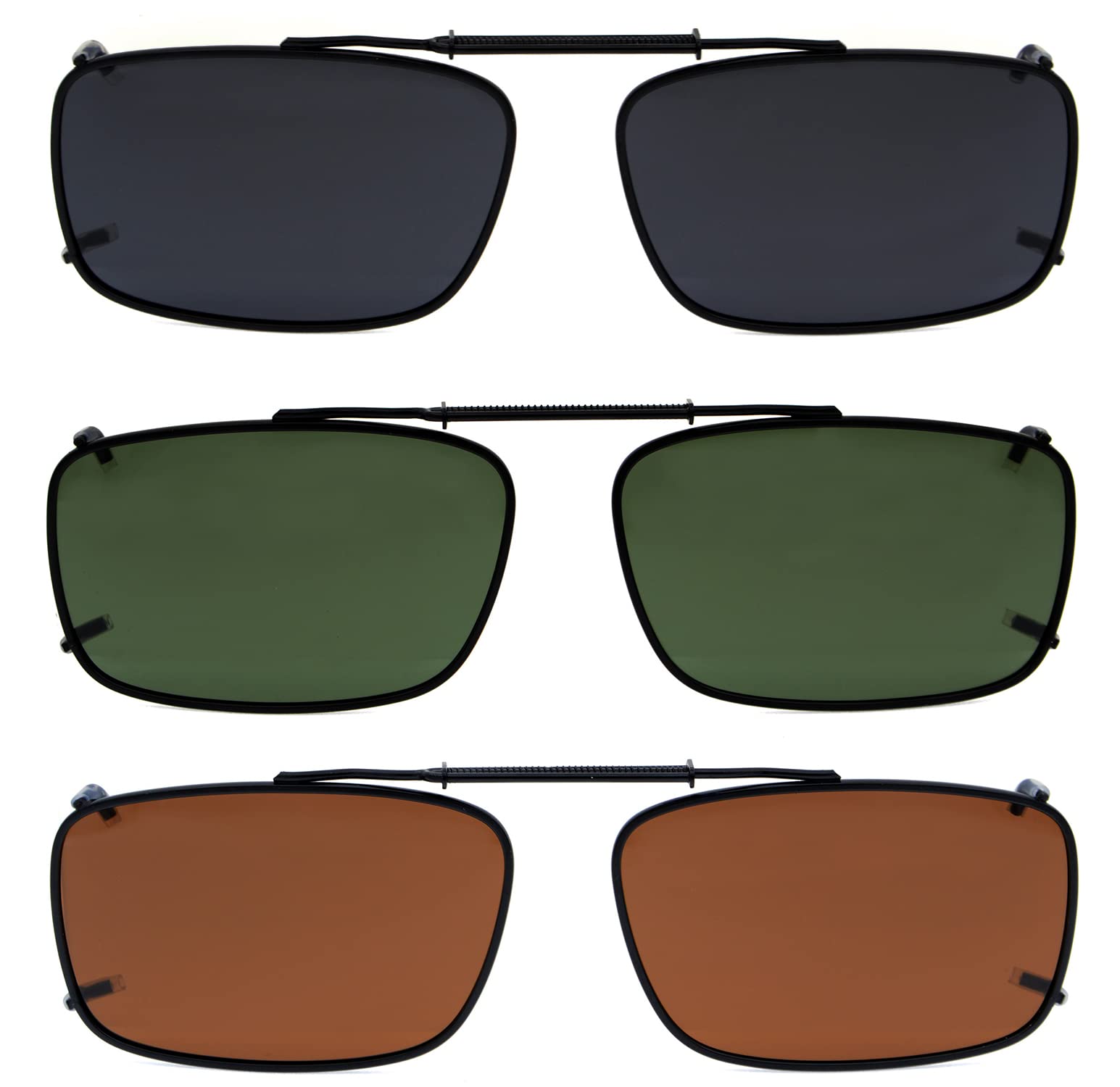 Photo 1 of Eyekepper 3-pack Clip-on Polarized Sunglasses 56 * 34MM Grey/Brown/G15 Lens