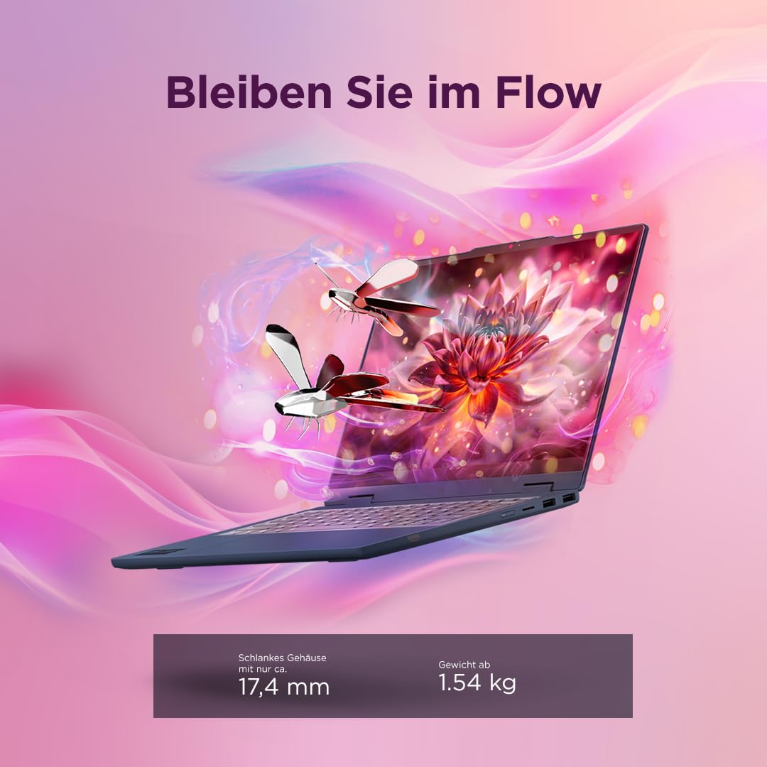 Lenovo IdeaPad 5 2in1 Laptop | 14" WUXGA Touch Display | AMD Ryzen 7 250 | 16GB RAM | 512GB SSD | AMD Radeon 780M | Windows 11 | QWERTZ | exkl. Farbe in Cosmic blau | 3 Monate Premium Care 4