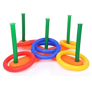 Skee 6 Ring Toss Game, Indoor/Outdoor Family Fun Ring Target for Infants Learning Activity for Boys and Girls