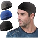 3 Pack Cooling Skull Cap Helmet Liner Sweat Wicking Breathable Hat for Men | Lightweight,Mesh Material,Quick-Dry,Medium Size Fit Most Adult,Under Motorcycle Cycling Sports Hard Hat Liner