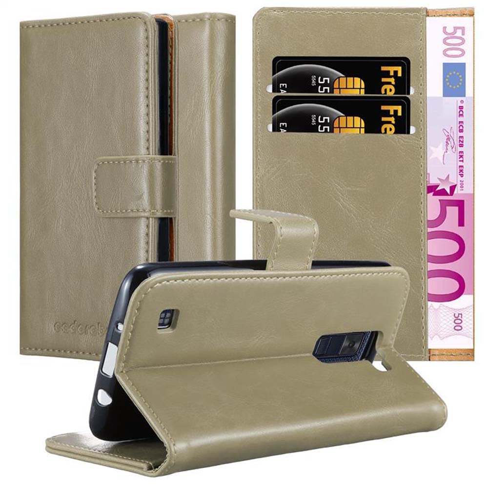cadorabo Book Case works with LG K8 2016 in CAPPUCCINO BROWN - with Magnetic Closure, Stand Function and Card Slot - Wallet Etui Cover Pouch PU Leather Flip