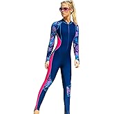 Labelar Womens Full Body Sun Protection Swimwear Stinger Suit Long Sleeve One Piece Rash Guard Surf Swimsuit