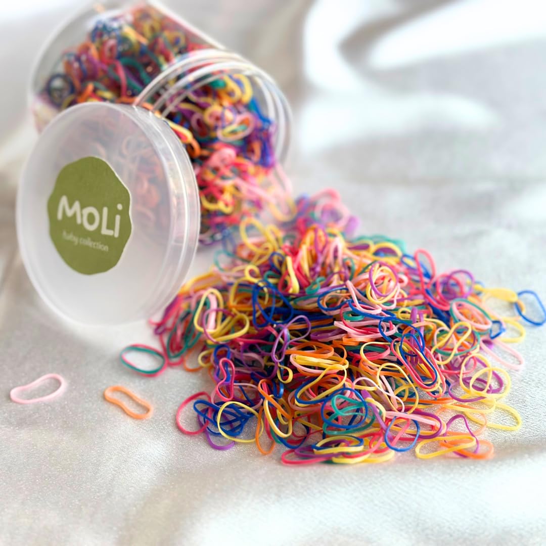 View 1 of 1500 PCS Toddler Baby Infant Mini Thin Gentle Hair Elastics Ties Soft Rubber Bands for Thin Fine Hair Baby Girl (Multicolor - Rainbow)