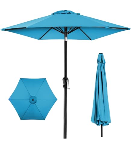 Best Choice Products 7.5ft Heavy-Duty Round Outdoor Market Table Patio Umbrella w/Steel Pole, Push Button Tilt, Easy Crank Lift